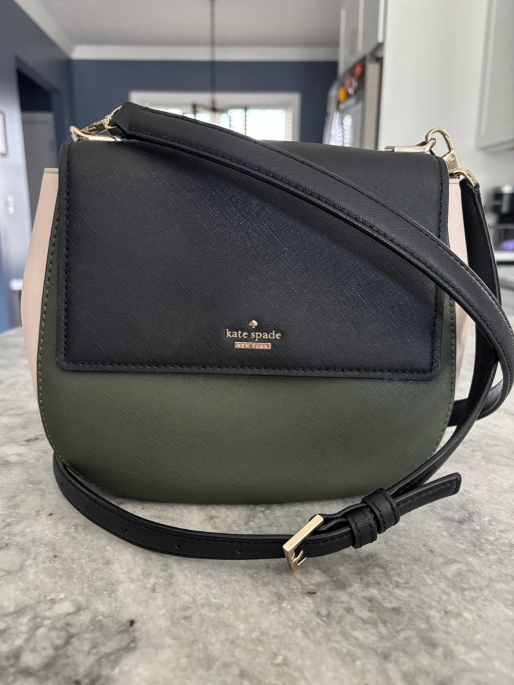 kate spade Black, Olive & Cream Colorblock Crossbody Bag